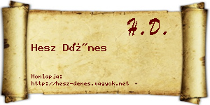 Hesz Dénes névjegykártya